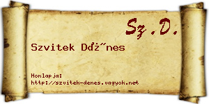 Szvitek Dénes névjegykártya